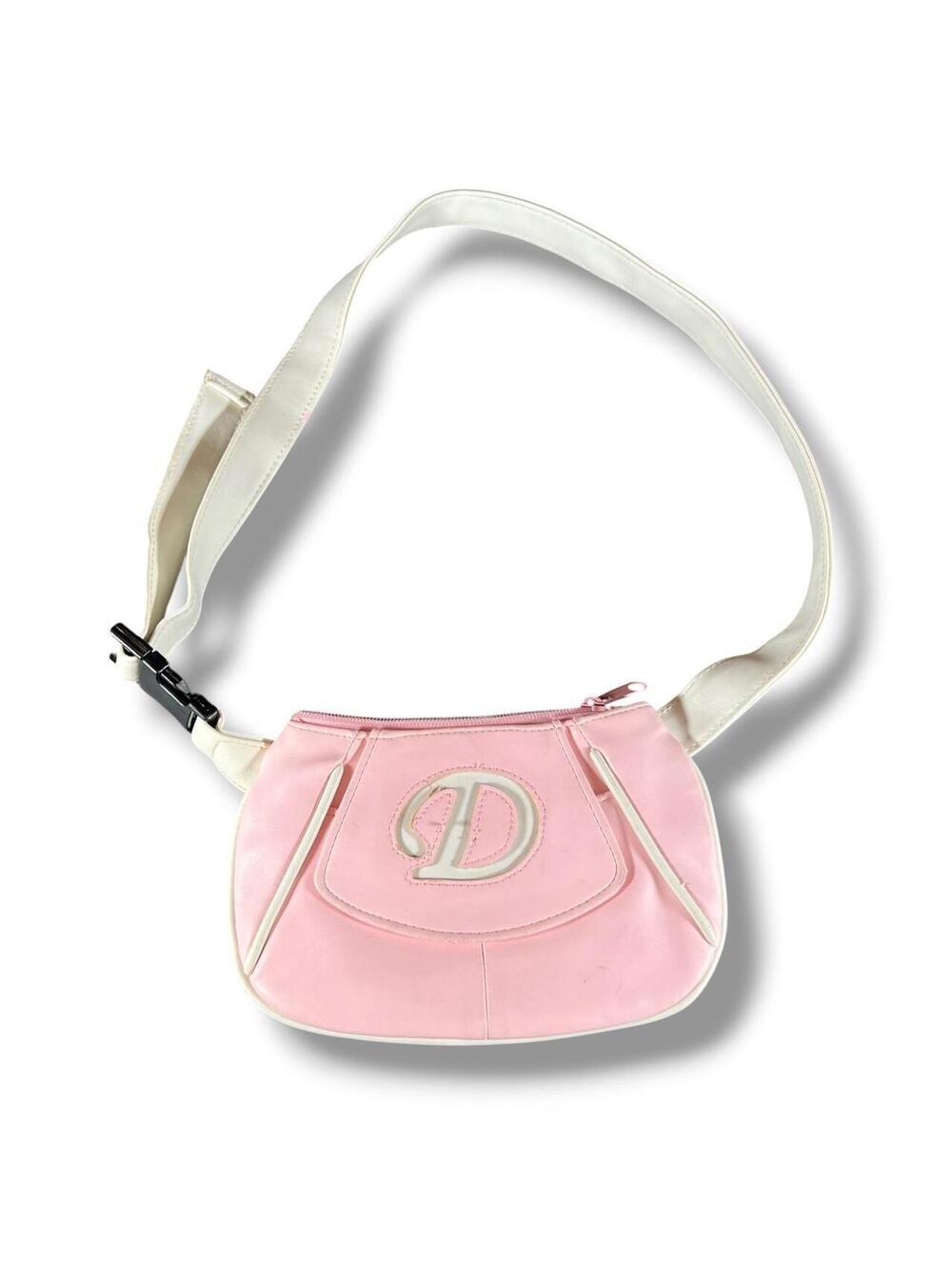 Y2K Pink D Logo Baguette Shoulder Bag